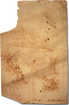 Paesaggio, S. Francesco, angeli C. A. Procaccini